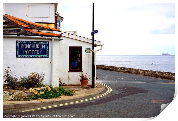 Bonchurch shore road, Isle of Wight, UK. Print by john hill