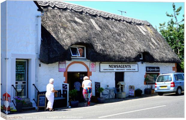 Thatched Village store, Brightstone, Isle of Wight, UK. Canvas Print by john hill