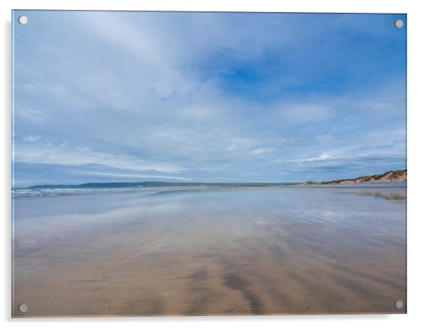 A serene Westward Ho beach Acrylic by Tony Twyman