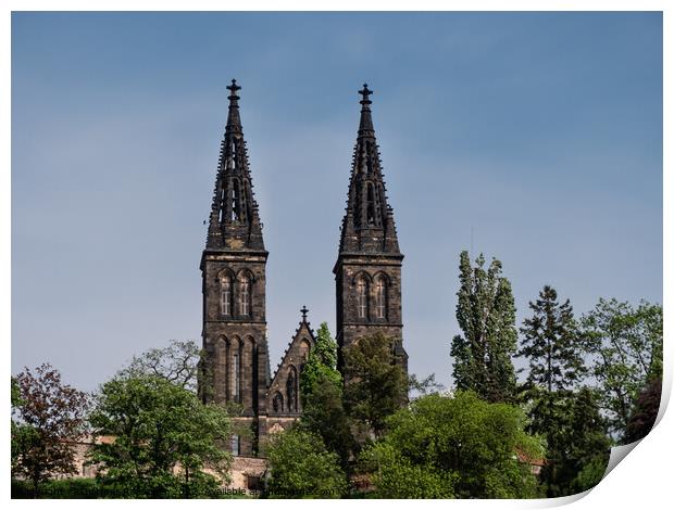 Basilica of St. Peter and St. Paul in Vysehrad Fortress, Prague Print by Dietmar Rauscher