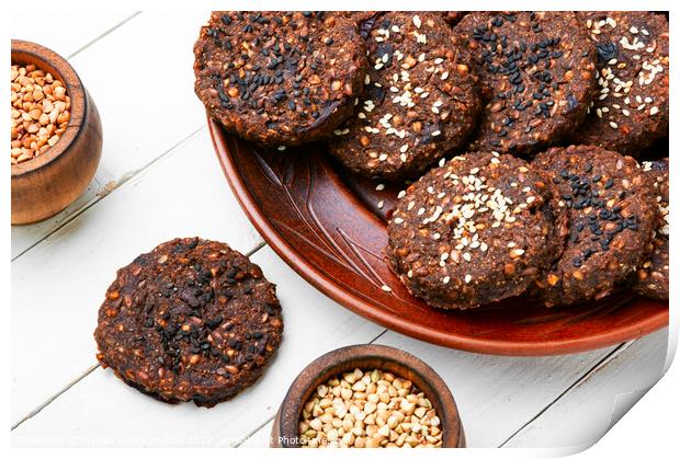Healthy snack,buckwheat cookies. Print by Mykola Lunov Mykola