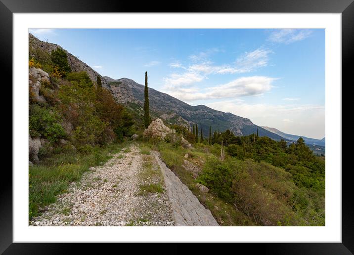 Mountain trail among green hills on a warm summer's day, Dalmatia region. Croatia. Framed Mounted Print by Sergey Fedoskin