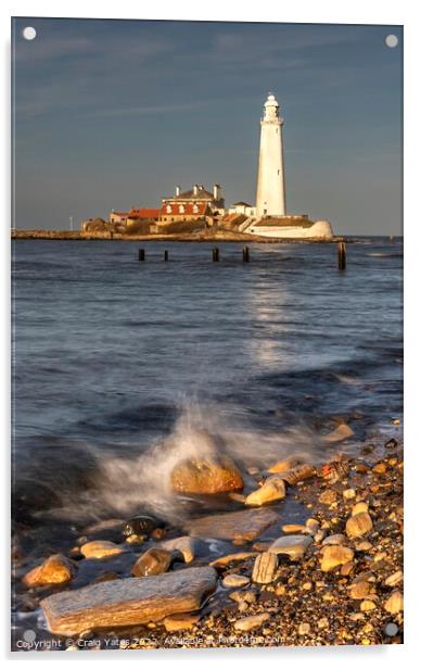 St Mary's Lighthouse Northumberland. Acrylic by Craig Yates
