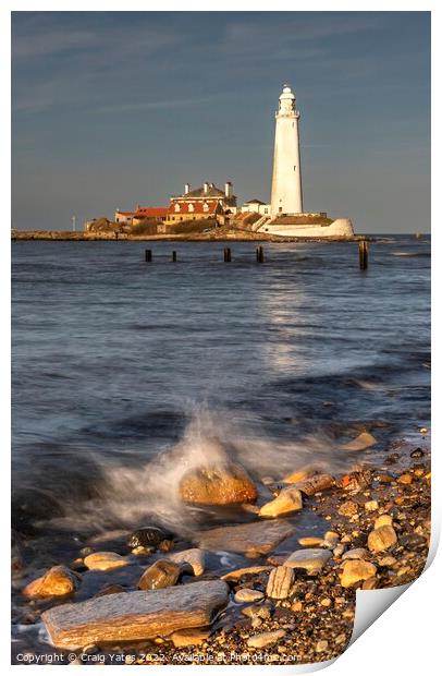 St Mary's Lighthouse Northumberland. Print by Craig Yates
