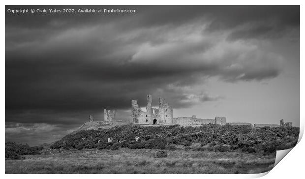 Dunstanburgh Castle Black and White Print by Craig Yates