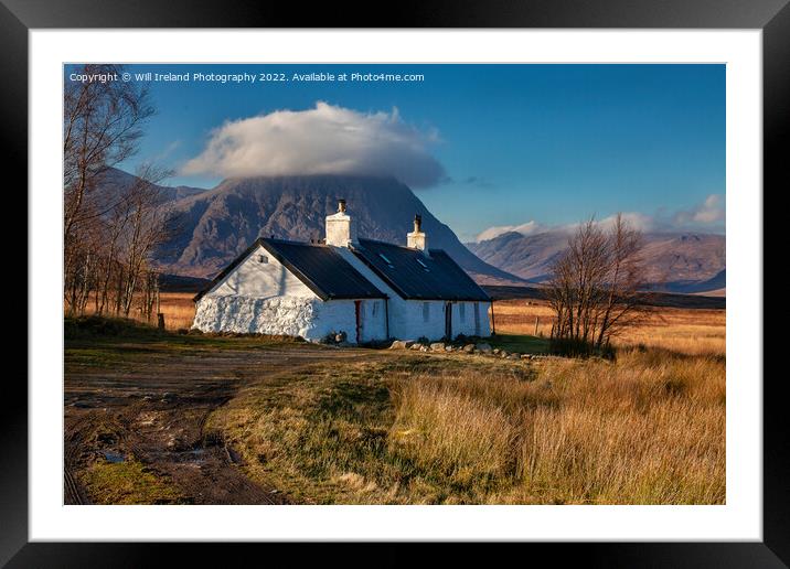 Blackrock Cottage in Glencoe with Buachaille Etive Mor in the background. Framed Mounted Print by Will Ireland Photography