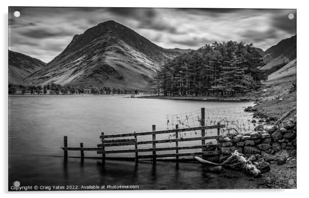 Buttermere Lake District Black and White Acrylic by Craig Yates