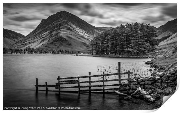 Buttermere Lake District Black and White Print by Craig Yates