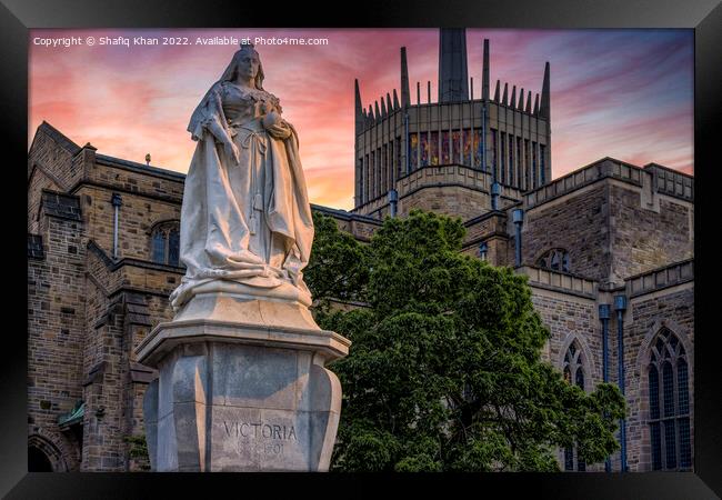 Blackburn Cathedral with Queen Victoria Statue Framed Print by Shafiq Khan