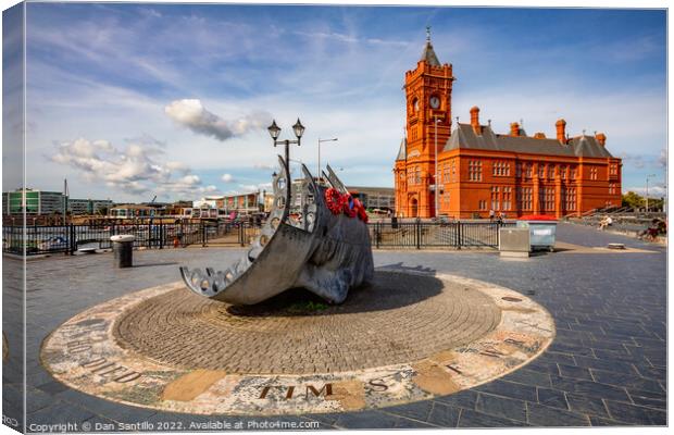 Merchant Seafarers' War Memorial, Mermaid Quay in Cardiff Bay Wales Canvas Print by Dan Santillo