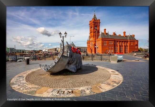 Merchant Seafarers' War Memorial, Mermaid Quay in Cardiff Bay Wales Framed Print by Dan Santillo