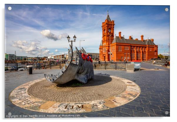 Merchant Seafarers' War Memorial, Mermaid Quay in Cardiff Bay Wales Acrylic by Dan Santillo