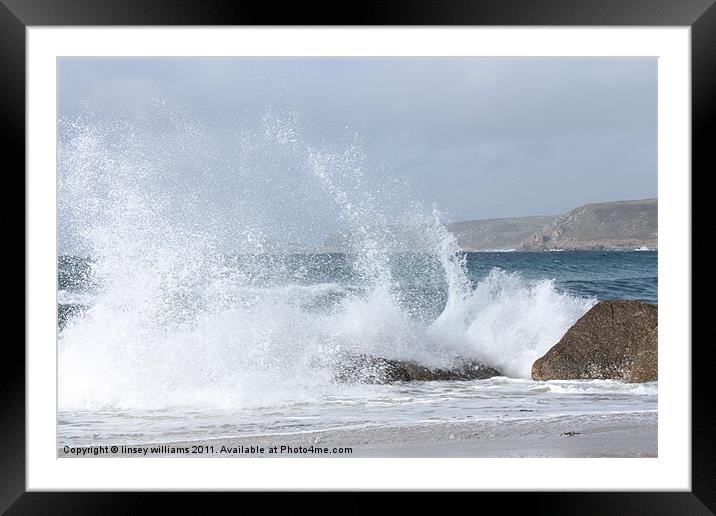Crashing wave Framed Mounted Print by Linsey Williams