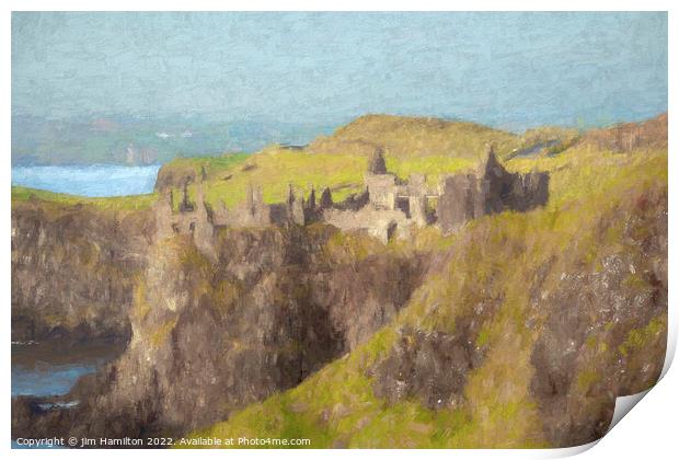 Dunluce Castle, Northern Ireland Print by jim Hamilton