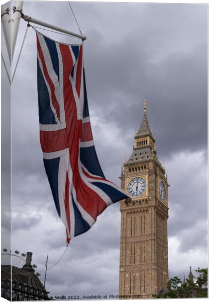 Union Jack over Big Ben Canvas Print by Clive Wells