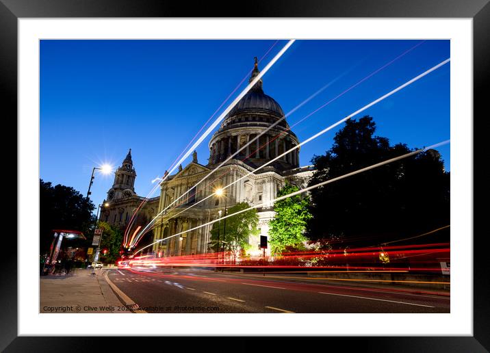 Traffic trails at St. Pauls Framed Mounted Print by Clive Wells