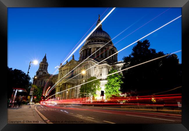 Traffic trails at St. Pauls Framed Print by Clive Wells