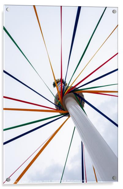 Coloured Ribbons Of A Traditional English Maypole Acrylic by Peter Greenway