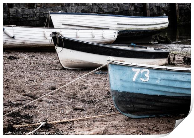 Boats Beached At Low Tide On Teignmouth 'Back Beach' In Devon Print by Peter Greenway