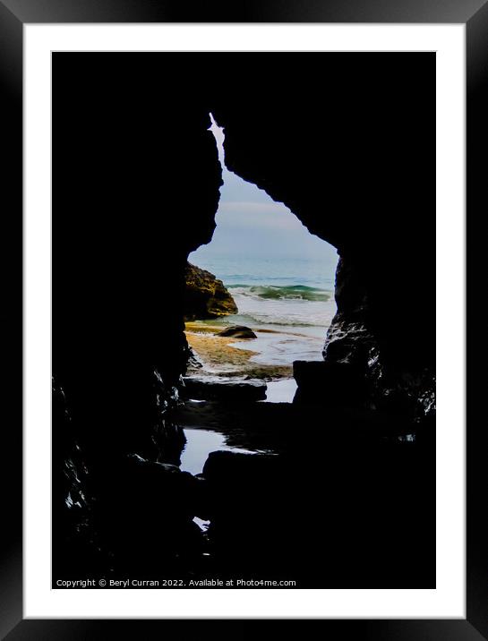 Secluded Beach Cave Framed Mounted Print by Beryl Curran