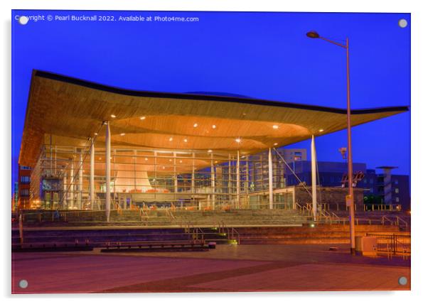Welsh National Assembly Government Cardiff Acrylic by Pearl Bucknall