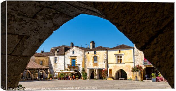 Monpazier Village Square Canvas Print by DiFigiano Photography