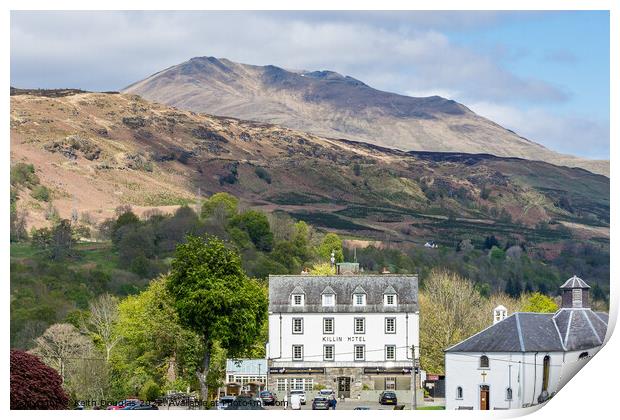 The Killin Hotel and Ben Lawers Print by Keith Douglas
