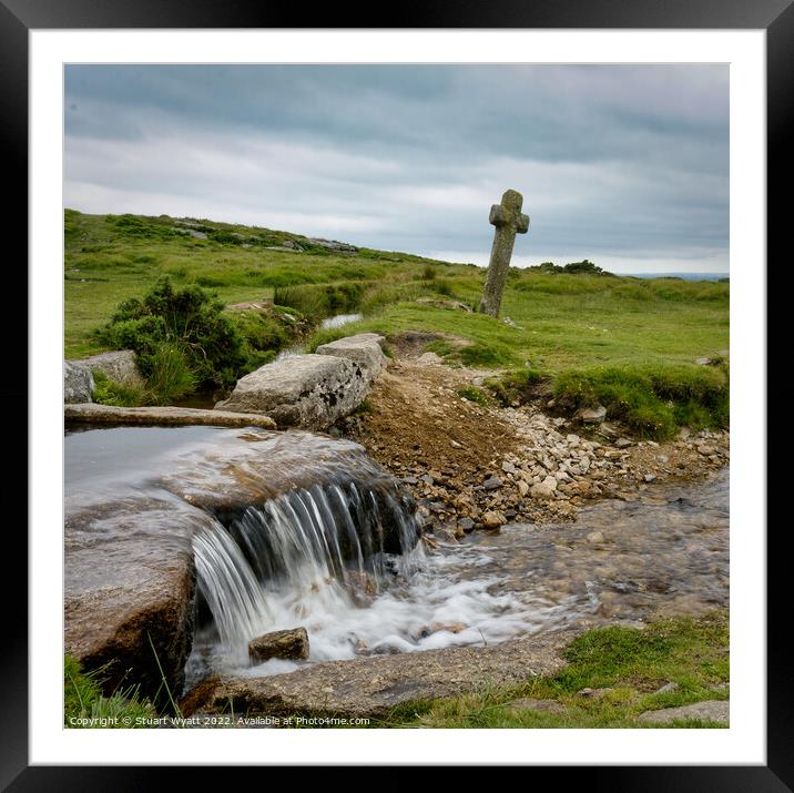 Dartmoor Leat and Cross Framed Mounted Print by Stuart Wyatt