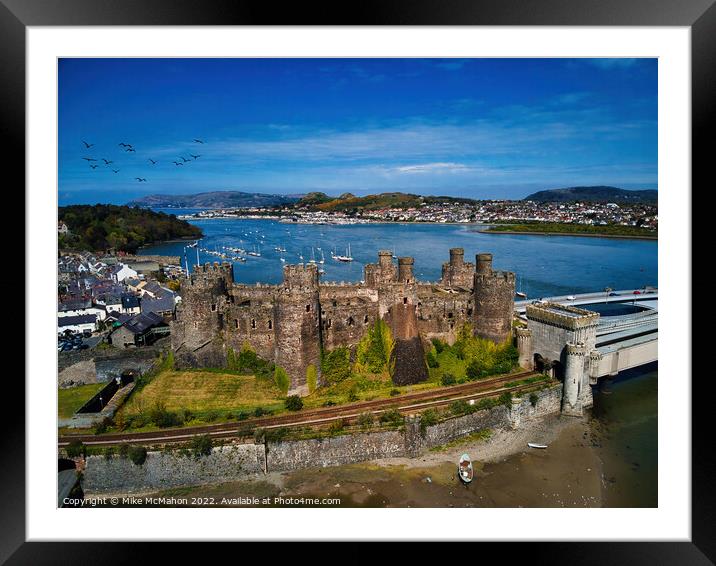 Conwy Castle & suspension bridge  Framed Mounted Print by Mike McMahon