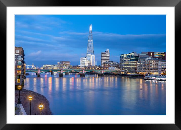 Southwark Bridge and The Shard at twilight Framed Mounted Print by Jason Wells