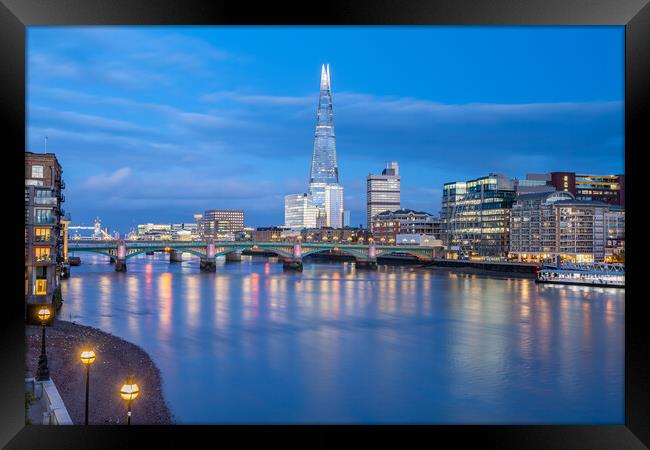 Southwark Bridge and The Shard at twilight Framed Print by Jason Wells