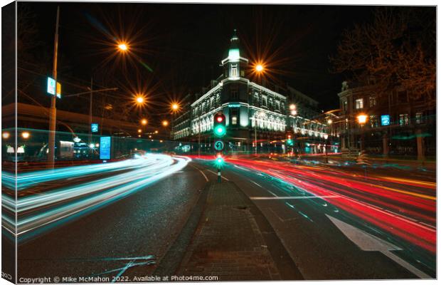 Amsterdam light trails  Canvas Print by Mike McMahon