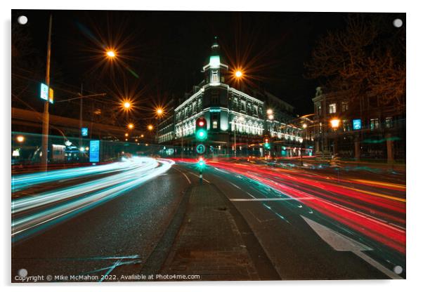 Amsterdam light trails  Acrylic by Mike McMahon