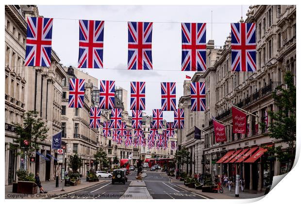Bunting seen in Regent Street Print by Clive Wells