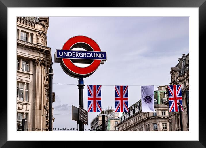 Underground sign with bunting Framed Mounted Print by Clive Wells
