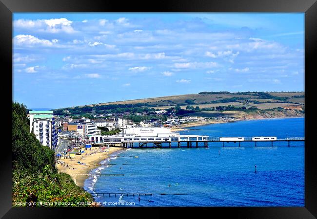 Sandown seafront view, Isle of Wight, UK. Framed Print by john hill