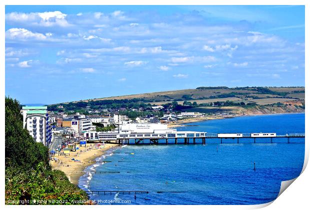Sandown seafront view, Isle of Wight, UK. Print by john hill