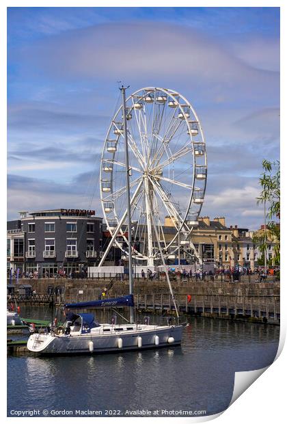 Ferris Wheel, Mermaid Quay, Cardiff Bay Print by Gordon Maclaren