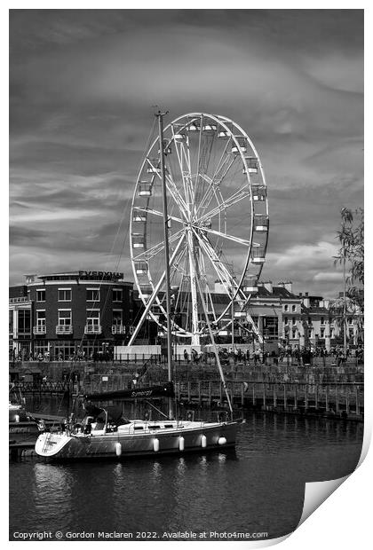 Ferris Wheel, Mermaid Quay, Cardiff Bay Print by Gordon Maclaren
