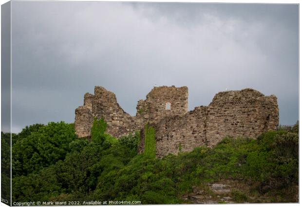Hastings Castle on a cloudy May day. Canvas Print by Mark Ward
