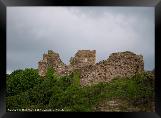 Hastings Castle on a cloudy May day. Framed Print by Mark Ward