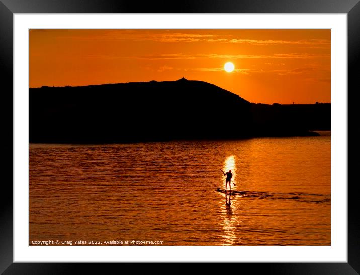 Sunset Paddle Boarder Menorca Spain. Framed Mounted Print by Craig Yates