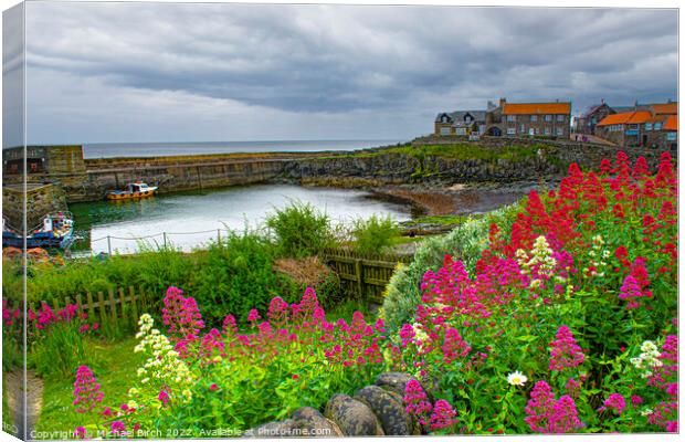 Majestic Storm Over Craster Harbour Canvas Print by Michael Birch