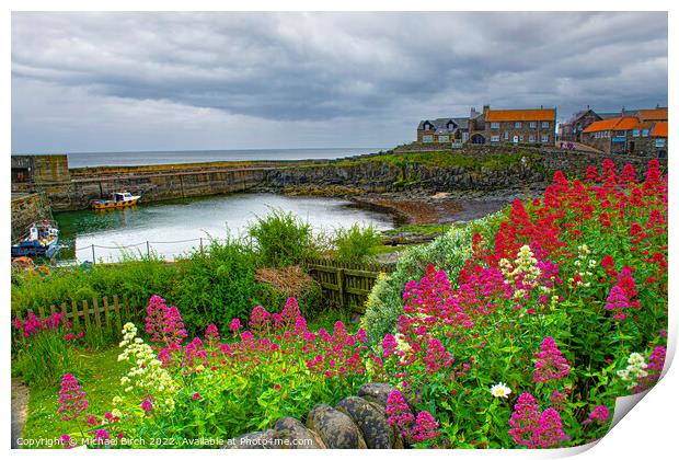 Majestic Storm Over Craster Harbour Print by Michael Birch