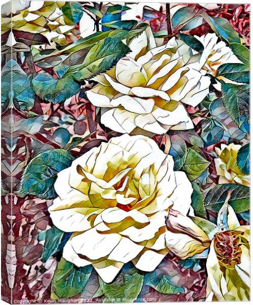 Cream Roses (Digital Art Water Coloured) Canvas Print by Kevin Maughan