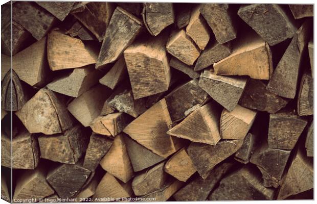 Closeup shot of pieces of wood stacked on each other Canvas Print by Ingo Menhard