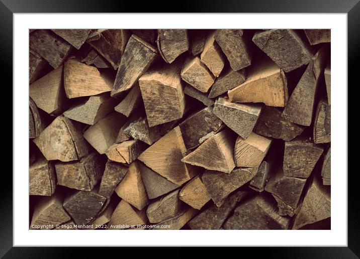 Closeup shot of pieces of wood stacked on each other Framed Mounted Print by Ingo Menhard