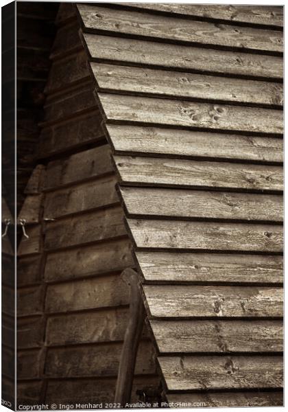 Vertical shot of a roof of a wooden building Canvas Print by Ingo Menhard