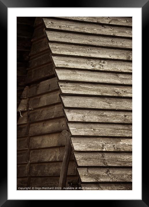 Vertical shot of a roof of a wooden building Framed Mounted Print by Ingo Menhard