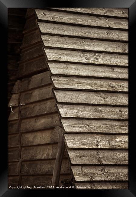 Vertical shot of a roof of a wooden building Framed Print by Ingo Menhard